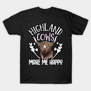 Highland Cow Highland Cattle Highland Cows Make Me Happy T-Shirt